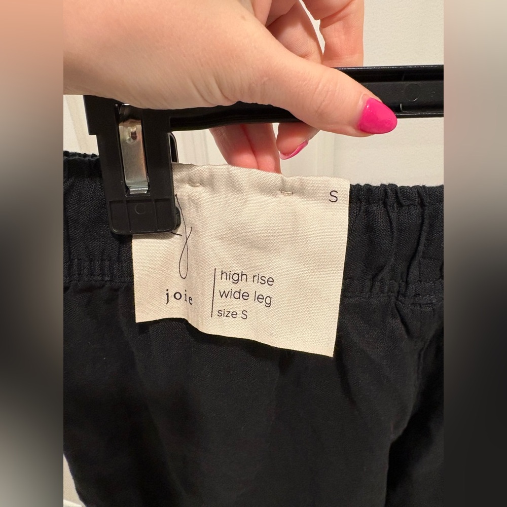 NWT Wide Leg Black Linen Pants Size S Beach Summer Classic - Picture 3 of 3